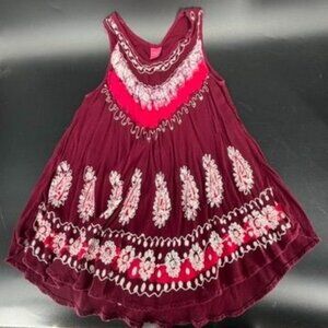 California Woman Maroon Free Size Embroidered Sequins Top Sleeveless